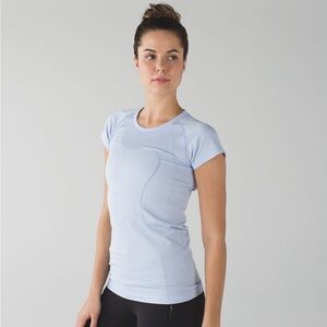 lululemon • swiftly tech short sleeve crew top heathered chalk light blue • 10